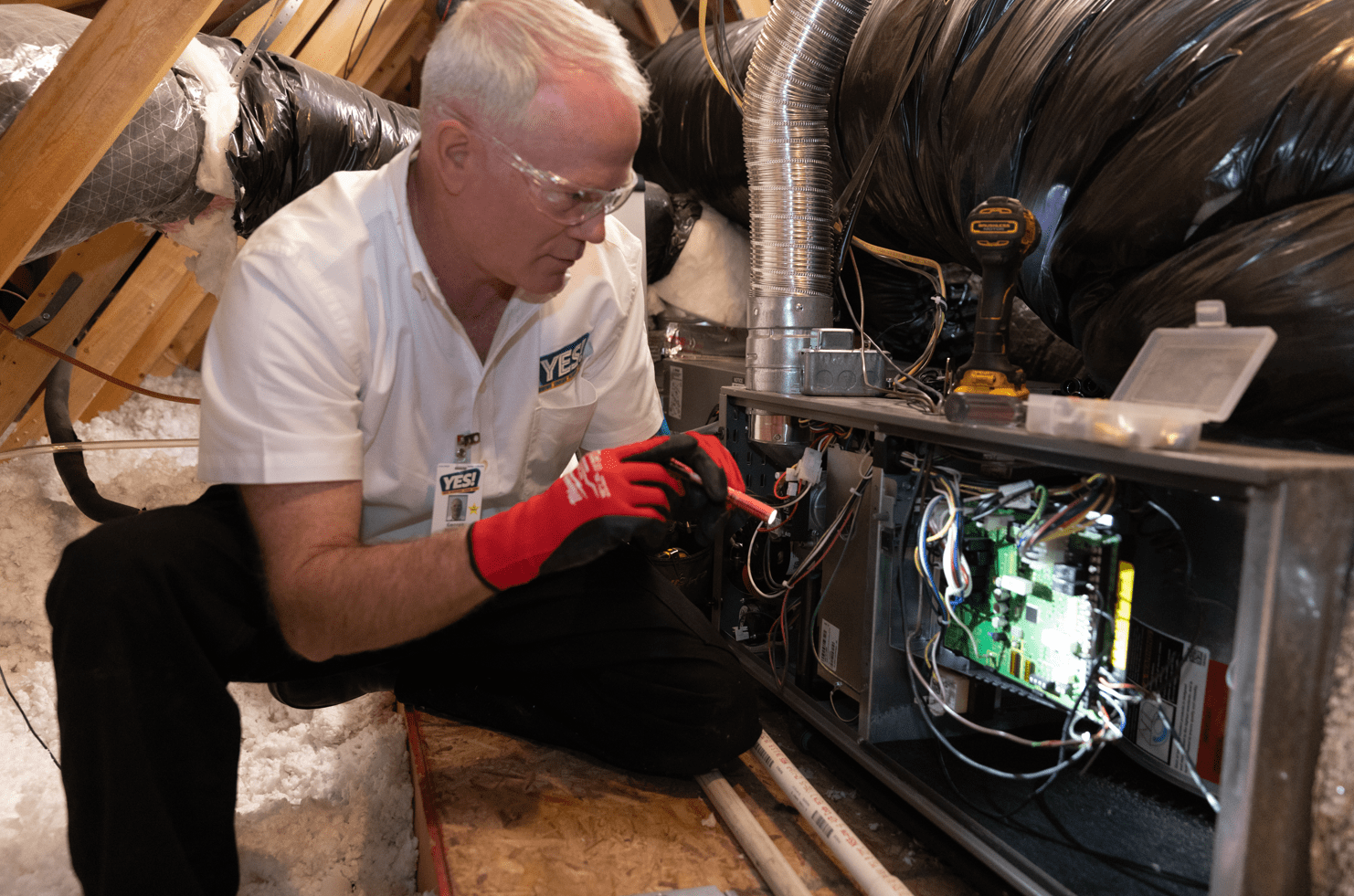 YES! Technician providing HVAC services in Sandy, UT, home.